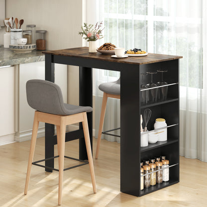 Counter Height Bar Table with 3 Storage Shelves