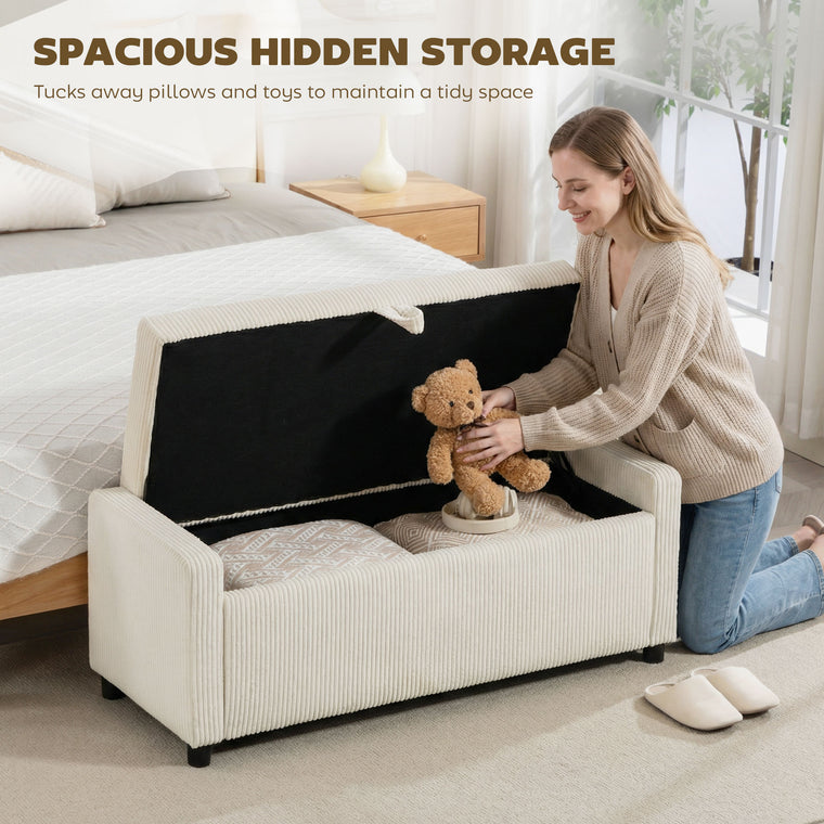 Corduroy Storage Ottoman End of Bed Bench