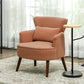 Modern Accent Chair, Upholstered Armchair with Solid Wood Legs and Lumbar Pillow for Living Room, Orange