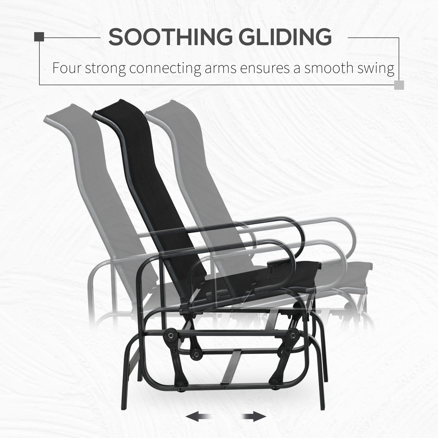 Patio Glider with Breathable Mesh Fabric, Outdoor Glider Chair, Garden Rocking Gliding Seat for Patio, Yard, Porch, Black
