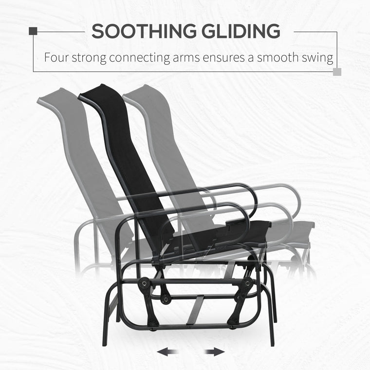 Black Glider Chair with Breathable Mesh Fabric