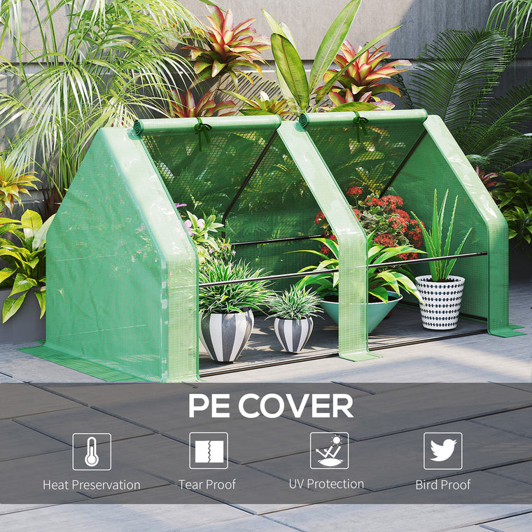 6' x 3' x 3' Green Tunnel Greenhouse with Zipper Doors