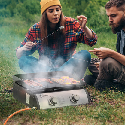 2-Burner Silver Portable Tabletop Gas Grill