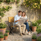 Outdoor Garden Bench, Patio Bench with Backrest and Armrests, 2-Person Garden Seating