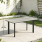 Outdoor Garden Coffee Table, Patio Table with Slatted Wood Plastic Composite Top and Steel Frame, Grey