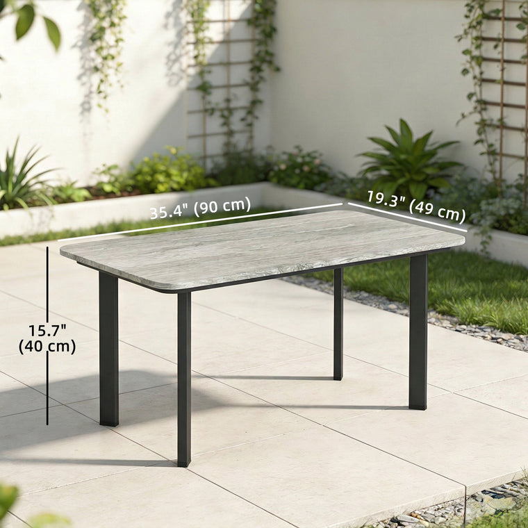 Garden Coffee Table with Composite Slat Top and Steel Frame