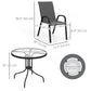 Five-Piece Steel Patio Set, with Glass-Top Table - Black