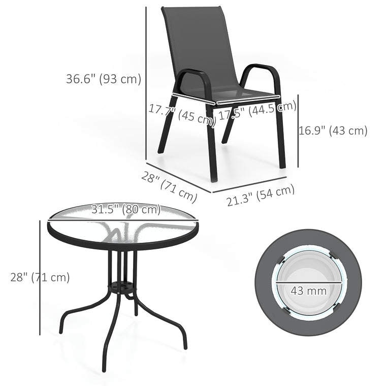 Five-Piece Steel Patio Set, with Glass-Top Table