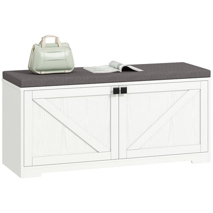 Shoe Storage Bench with Padded Seat - White Wood Grain