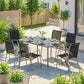 7 Piece Garden Dining Set, Garden Furniture Set with Rectangle Table and 6 Stackable Chairs