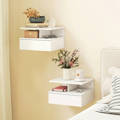 Floating Nightstand Set of 2 with Power Outlets