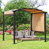 10' x 8' Beige Retractable Steel Pergola with Arc Roof