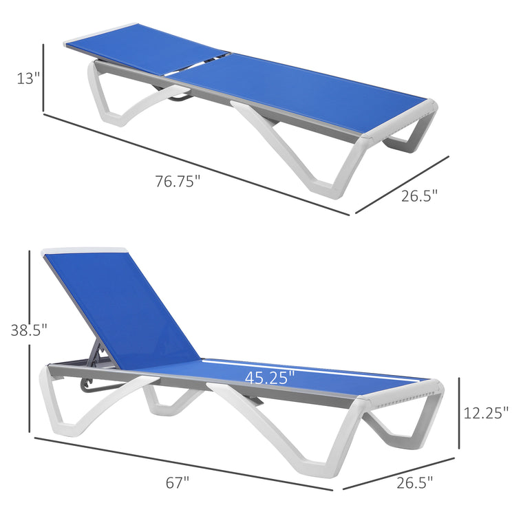 Aluminum Chaise Lounge with 5-Level Back & Wheels