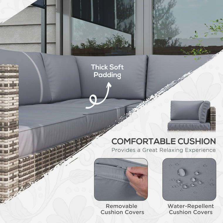 4-Piece Rattan Wicker Conversation Set with Corner Sofa