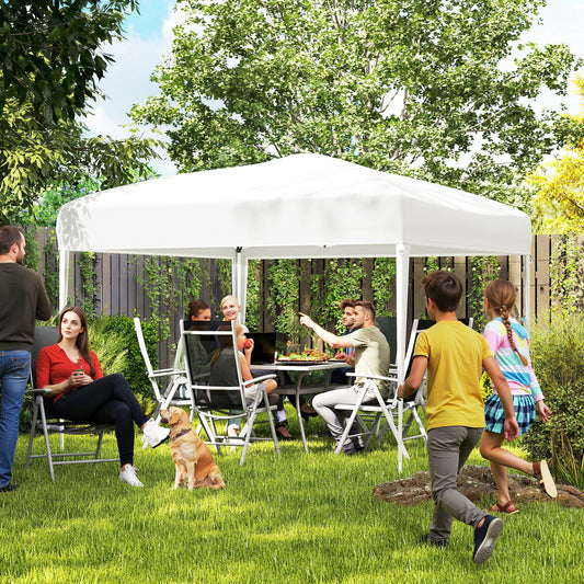 10 x 10ft Folding Pop Up Tent Outdoor Gazebo Canopy with Carrying Bag, White