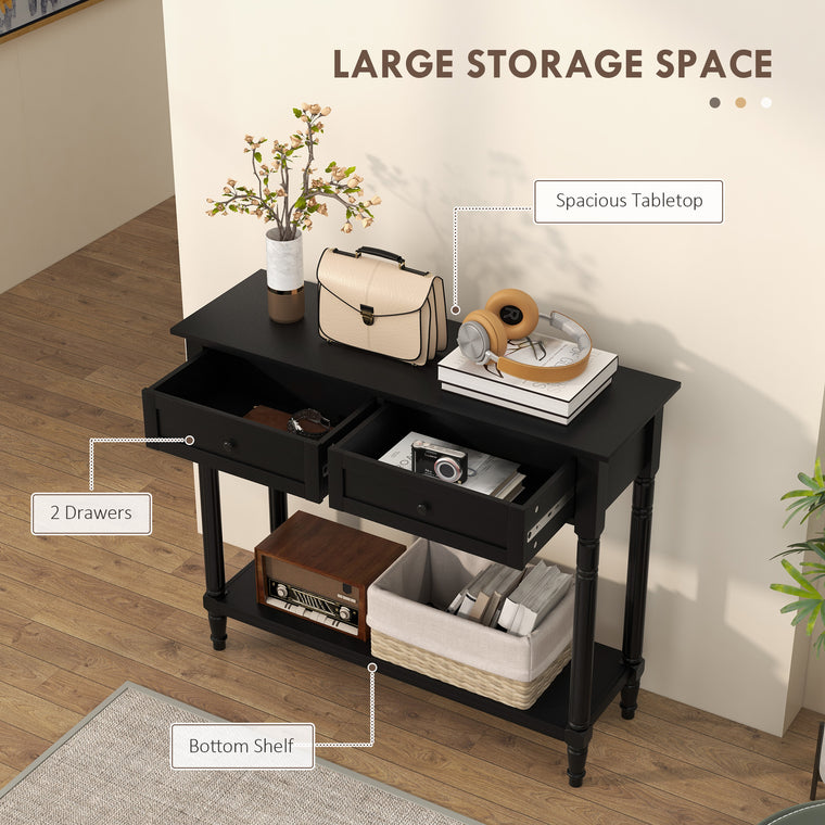 Console Table with 2 Drawers and Storage Shelf