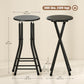 Set of 4 Foldable Barstools, Counter Height Bar Stools with Footrest and Steel Legs for Kitchen Island, Black