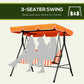 3-Seater Outdoor Porch Swing with Adjustable Canopy, Patio Swing Chair for Garden, Poolside, Backyard, Red