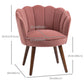 Modern Vanity Chair, Velvet-feel Fabric Leisure Accent Chair with Wood Legs for Living Room, Pink