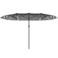 173" Double-Sided Sun Umbrella Garden Parasol Patio Sun Shade Outdoor with LED Solar Light, No Base Included, Dark Gre