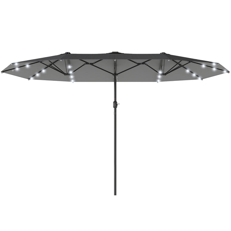 173" Dark Grey Double-Sided Umbrella with Solar Light, No Base