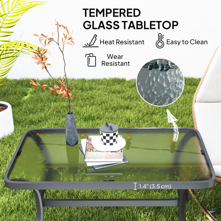 37" Coffee Table with Tempered Glass Top and Metal Frame