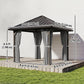 10' x 10' Hardtop Gazebo with Galvanized Steel Roof, Permanent Garden Gazebo with Netting and Curtains