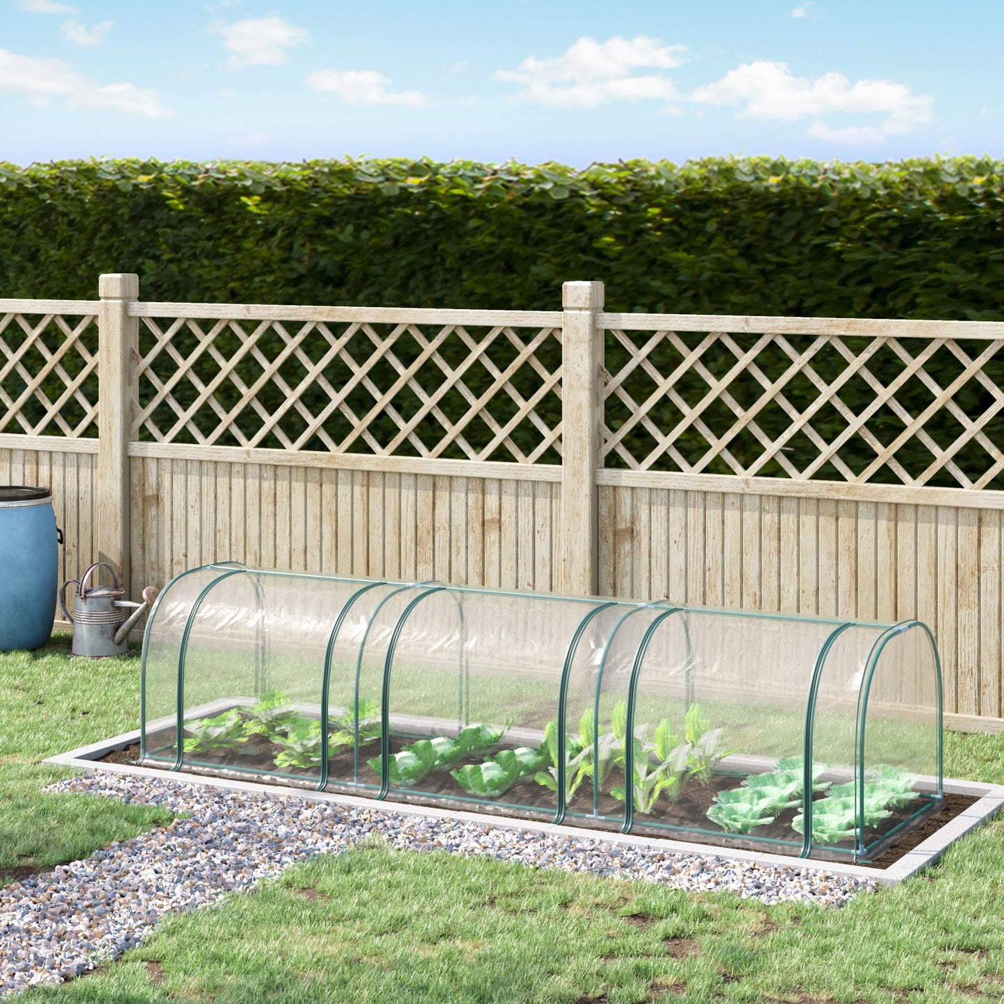 138"x39"x32" Transparent PVC Mini Tunnel Greenhouse Garden Green Grow Shed Portable Plant Flower Warm House Steel Frame Zipped Doors