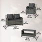 4-Piece Outdoor Wicker Patio Furniture Conversation Set, Includes Loveseat, Chairs and 2-Tier Table with Cushions, Modern Rattan Sofa Set for Backyard, Dark Grey