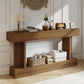 63 Inch Long Console Table, Vintage Narrow Entryway Table with Storage Shelf for Living Room and Hallway, Dark Brown