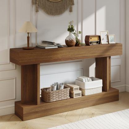 63" Narrow Console Table with Storage Shelf
