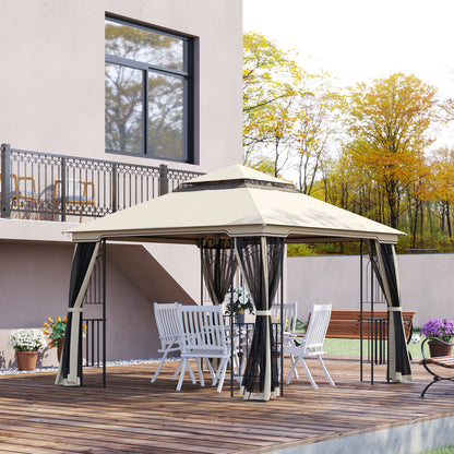 10' x 10' Beige Soft-Top Gazebo with Display Shelves