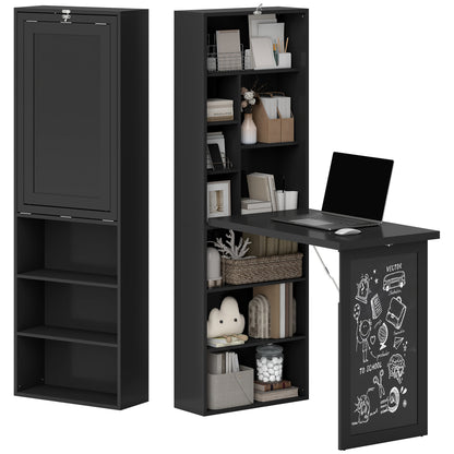 Fold-Out Wall Mount Desk with Blackboard - Black