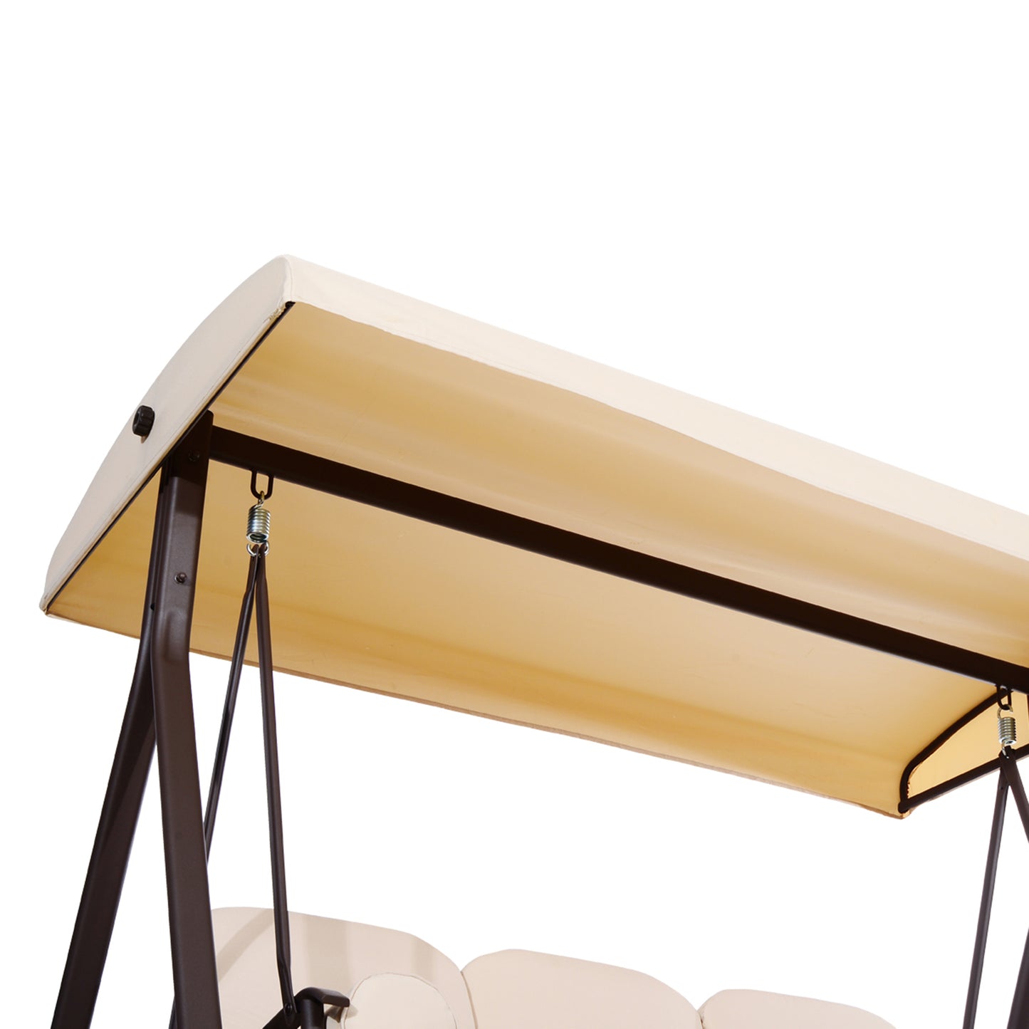 3 Seater Heavy Duty Swing Chair Outdoor Lounge Hammock Cushioned Seat W/ Tilt Canopy, Beige