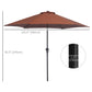 8.5FT Patio Umbrella, Round Garden Parasol with 6 Ribs, Market Sunshade Tilt Canopy w/ Crank Handle for Outdoor, Coffee