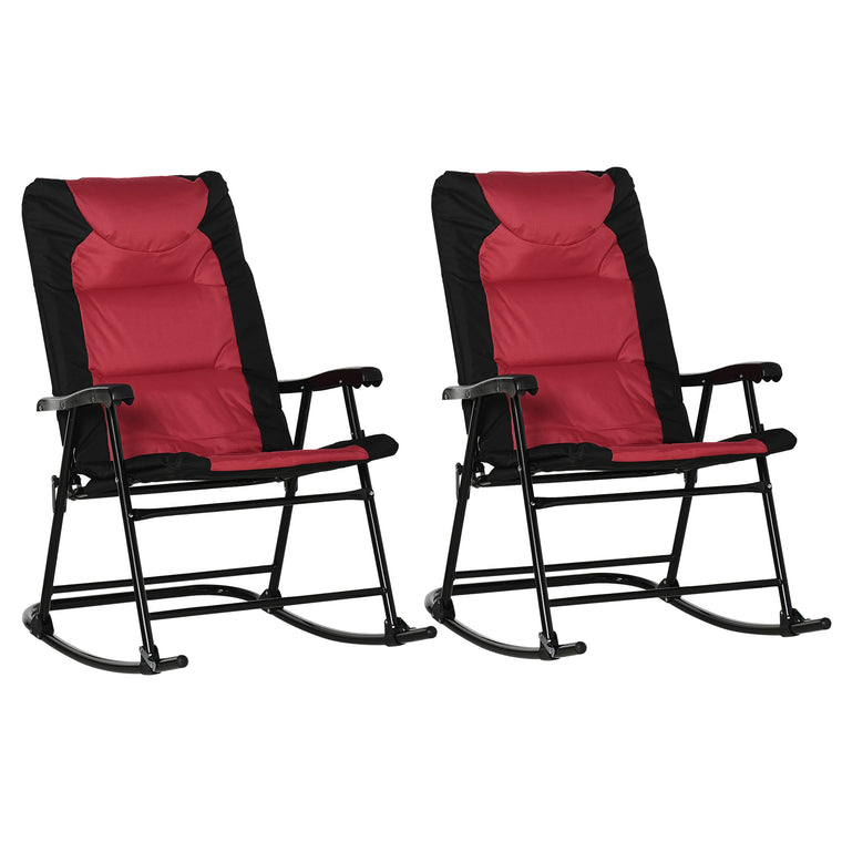 Red & Black Folding Rocking Chair Set with Armrest