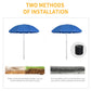 Arc. 6.4ft Beach Umbrella with Aluminum Pole Pointed Design Adjustable Tilt Carry Bag for Outdoor Patio Blue