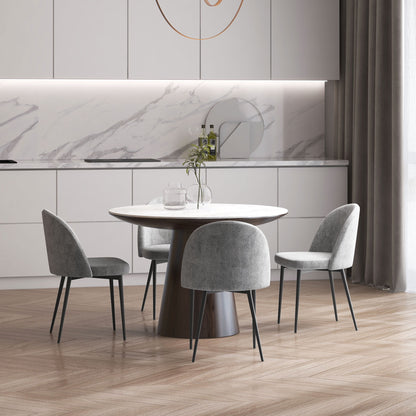 Velvet Mid-Back Dining Chairs Set of 4 - Grey