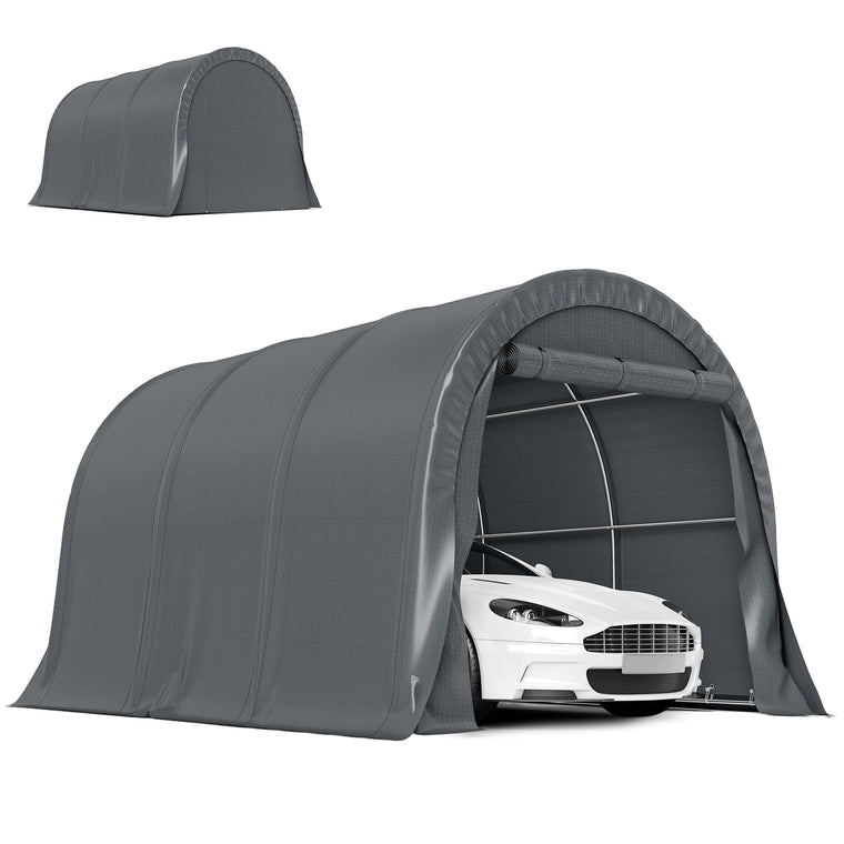 10' x 15' Dark Grey Heavy Duty Carport with Galvanized Frame