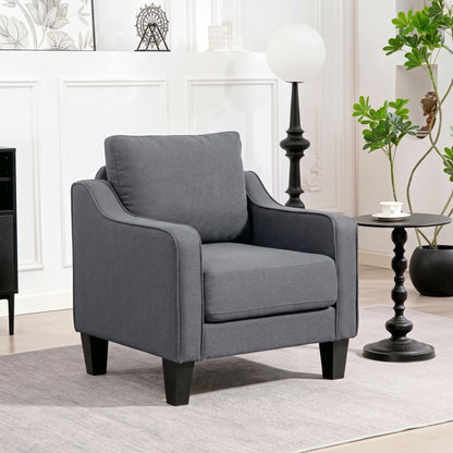 Linen Accent Armchair with Pocket Spring - Charcoal Grey