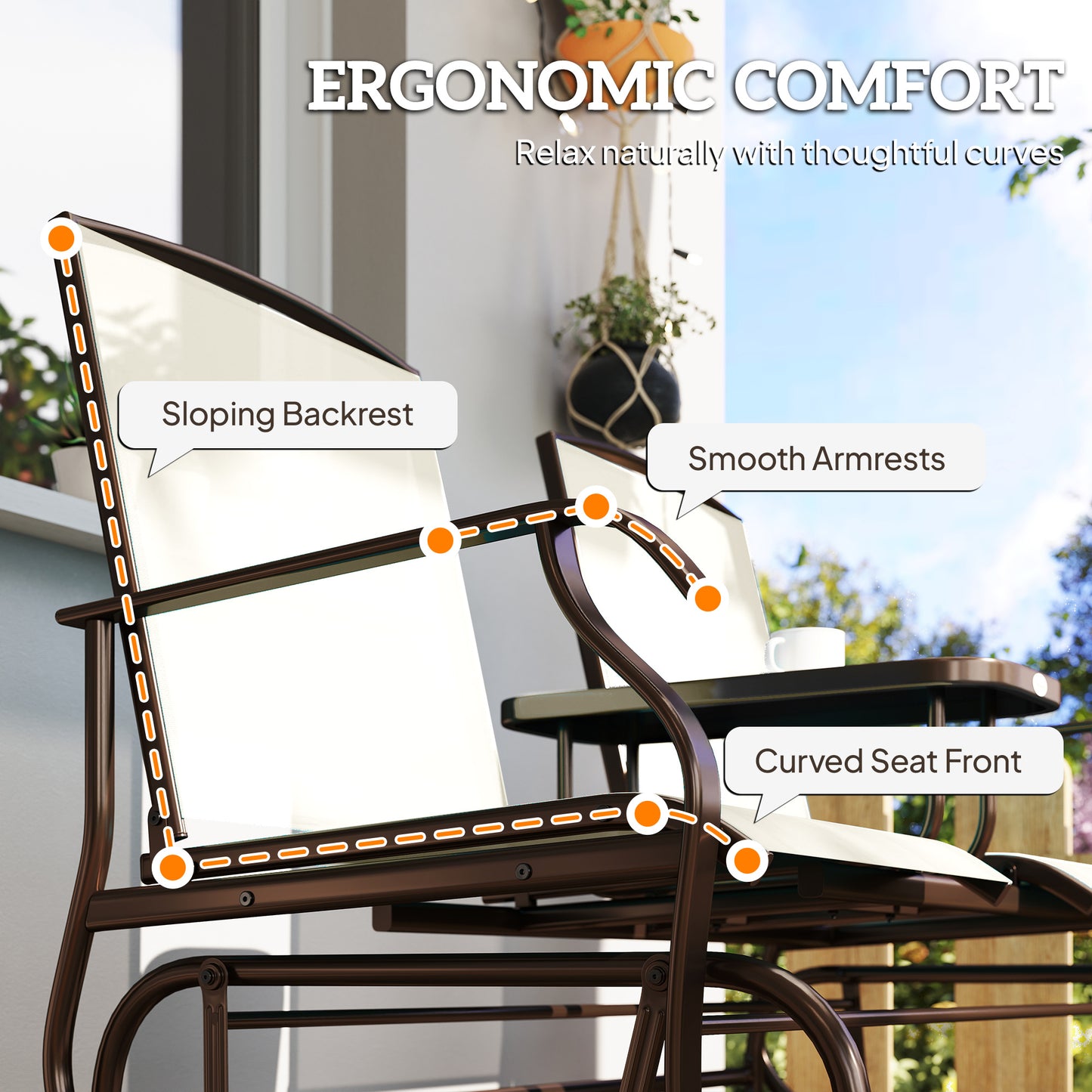 Patio Glider Rocking Chair 2 Person Outdoor Loveseat Rocker Garden Furniture Bench, Black