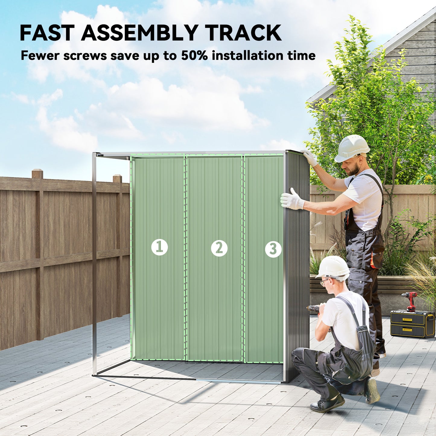 5.2' x 3.5' Outdoor Storage Shed, Easy to Assemble Metal Garden Shed, for Backyard, Lawn, Patio, Light Grey
