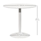 Modern Kitchen Table for 2 People, Round Dining Table with Steel Base for Living Room, Dining Room, White