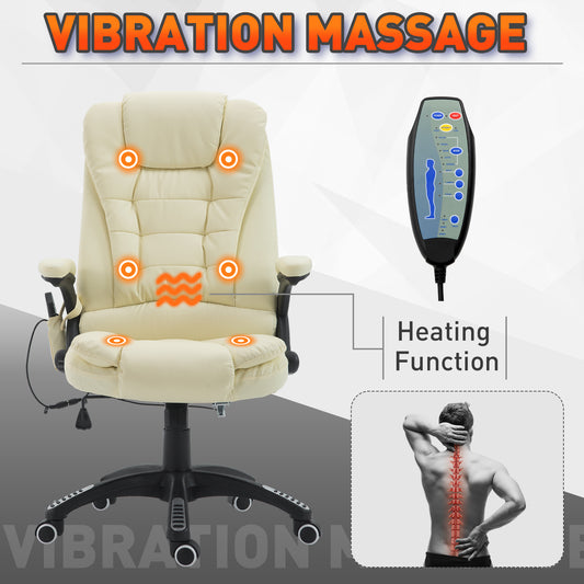 Heated Massage Executive Office Chair - Beige