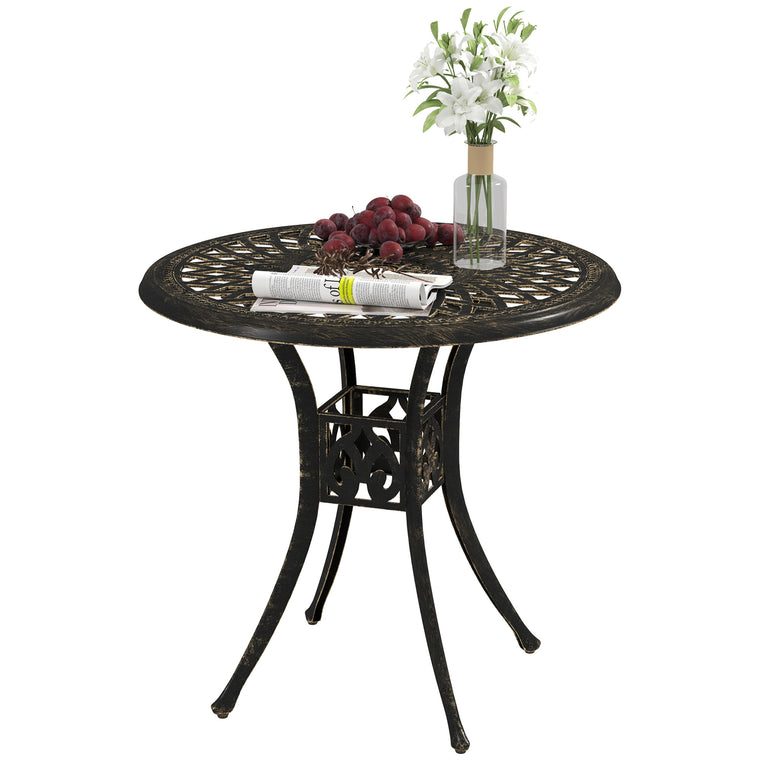 30" Round Cast Aluminum Table with Umbrella Hole