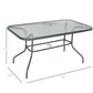 Metal Garden Dining Table with Umbrella Hole, Outdoor Patio Table with Tempered Glass Top, 55" x 31.5"