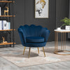 Modern Accent Chair, Velvet-Touch Fabric Leisure Club Chair with Gold Metal Legs for Bedroom, Blue