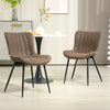Dining Chairs Set of 2, PU Leather Upholstered Kitchen Chairs with Backrest and Steel Legs, Brown