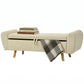 Storage Ottoman, 59" Corduroy End of Bed Storage Bench for King Size Bed with Wooden Legs and Rolled Arms, Beige