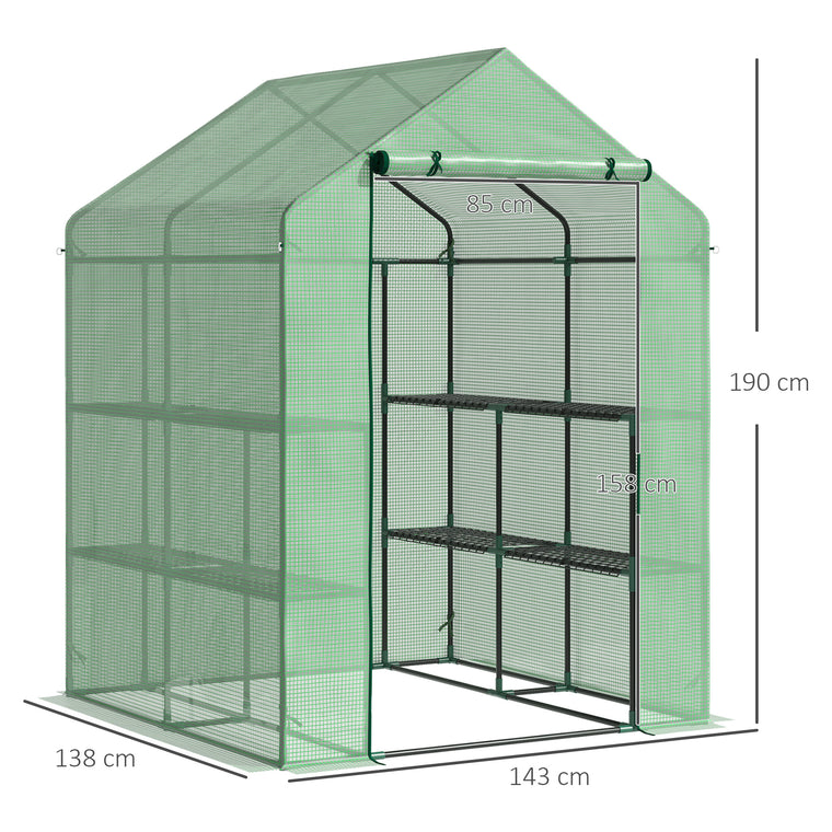 56" x 54" x 74" Green Greenhouse with 8 Shelves & PE Cover